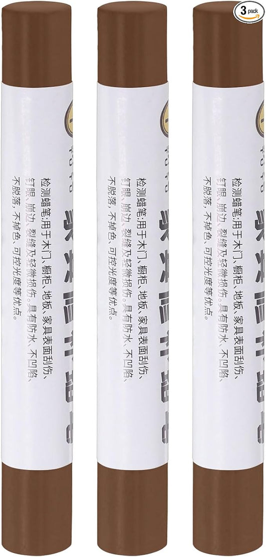 uxcell Furniture Repair Crayons, 3Pcs - Wood Wax Filler Stick, Furniture Markers Touch Up - for Scratches Holes Tables Desks Wooden Floors Cover Ups, American Walnut Brown