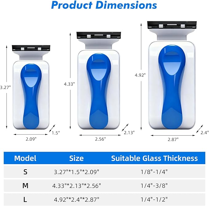 Rise Torrent Aquarium Magnetic Glass Cleaner, Fish Tank Algae Scraper Brush Cleaning Tool for 1/8"-1/4" Thickness Glass, Floating Scrubber Brush Cleaner for Acrylic, 1 Detachable Scraper, Small
