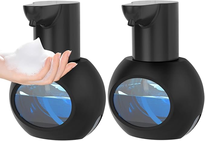 Automatic Soap Dispensers,15oz/420ml USB Touchless Automatic Foaming Soap Dispenser,Rechargeabled Wall Mounted Smart Soap Dispenser for Home Kitchen Bathroom Office Black (2, Black)