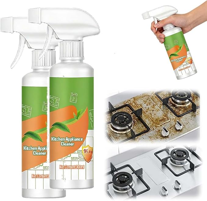Kafia Natural Enzyme Formula to Household Appliances,Electrolyzed Ion Kitchen Cleaner Spray,Kitchen Appliance Cleaner,For Hold,Oven,Stove,Range Hood (300ML-2PCS)