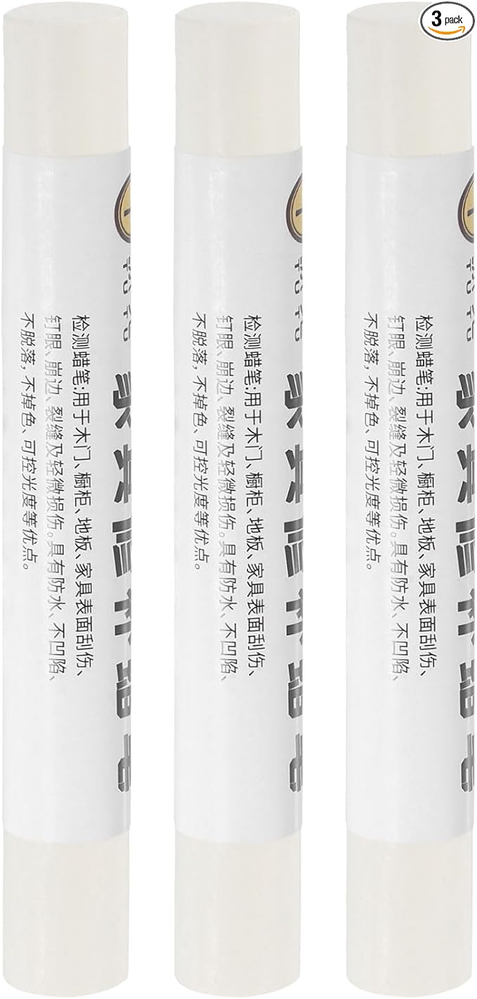 uxcell Furniture Repair Crayons, 3Pcs - Wood Wax Filler Stick, Furniture Markers Touch Up - for Scratches Holes Tables Desks Wooden Floors Cover Ups, Cream White