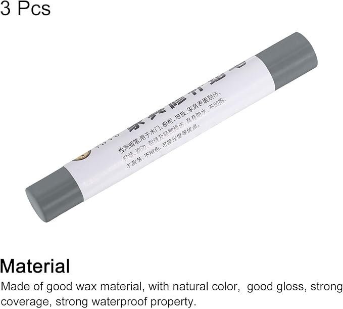 uxcell Furniture Repair Crayons, 3Pcs - Wood Wax Filler Stick, Furniture Markers Touch Up - for Scratches Holes Tables Desks Wooden Floors Cover Ups, Smoky Grey