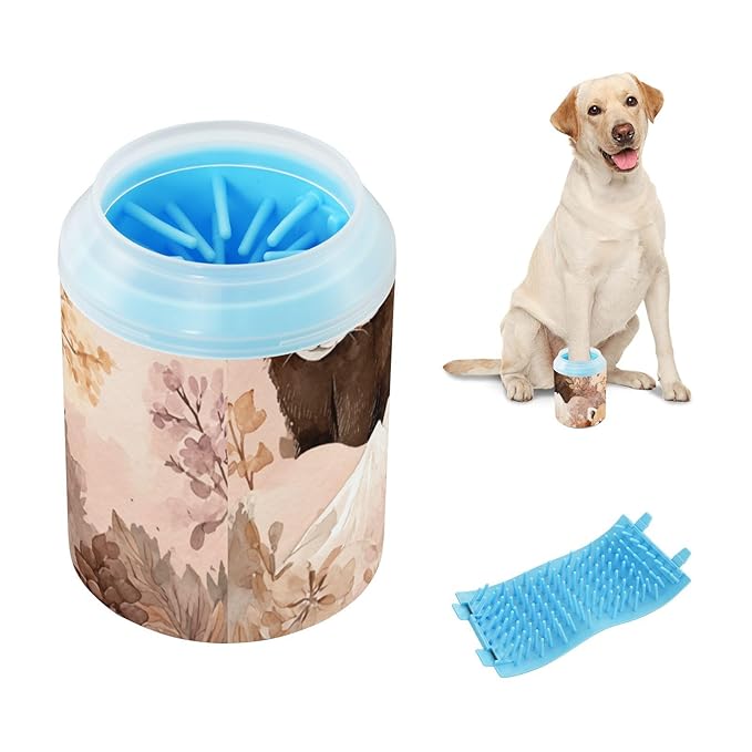 Dog Paw Cleaner Cups for Dogs Pets Foot Washer Paw Scrubber for Medium Small Cats Dogs Cleaning Cup Pink Redpandas Pinecones Plants Mountains
