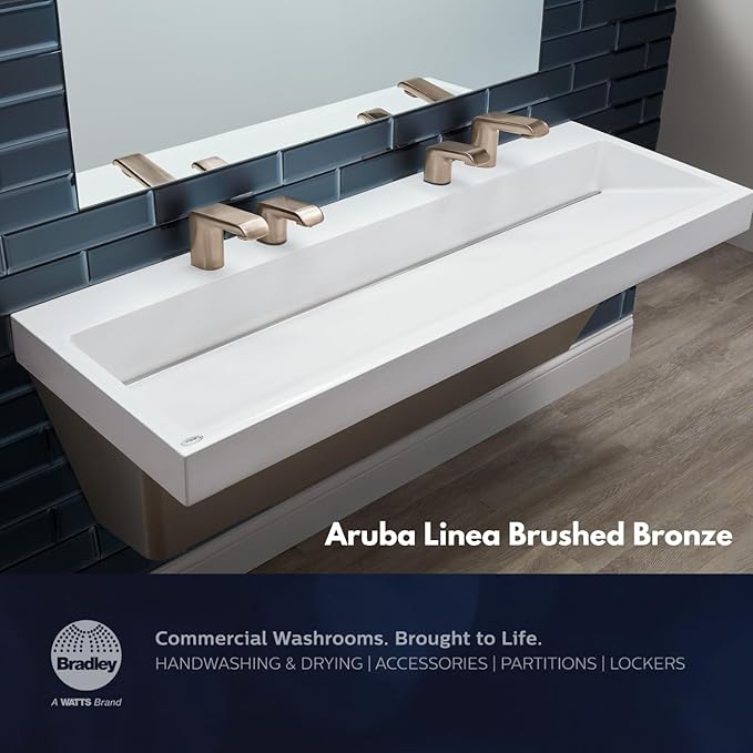 Bradley Linea Liquid Soap Dispenser, Sensor Activated, Ring Light Indicates Low Battery Soap or Overflow, Deck Mounted, Auto Top Fill, Brushed Stainless Steel