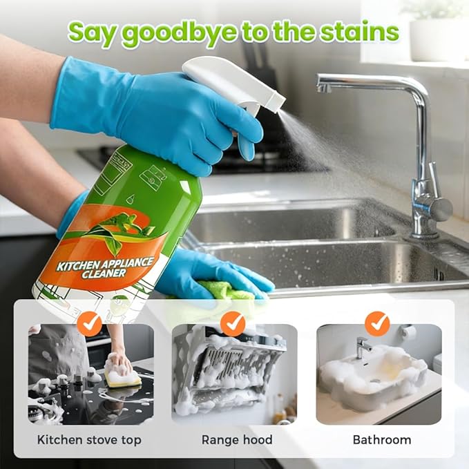 300mL Kitchen Cleaner Spray, 2026 New Cleanse Natural Enzyme Formula to Household Appliances, Clease Multi-Purpose Cleaner, Kitchen Appliance Cleaner for Hold, Stove, Oven, Range Hood (1, 300ml)