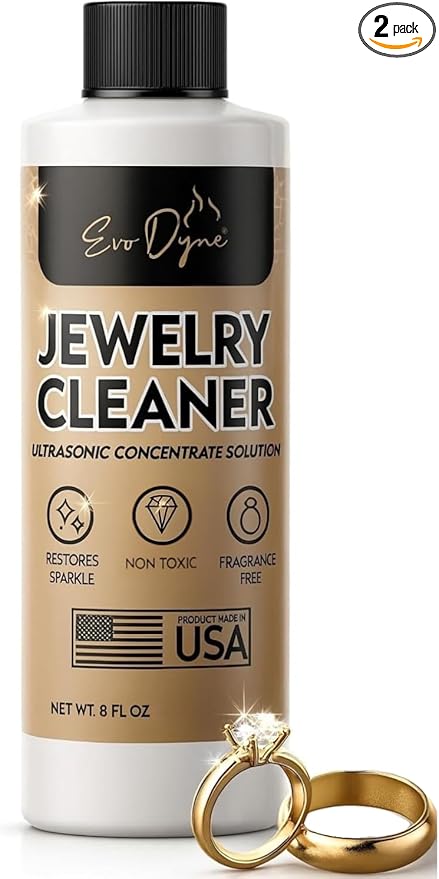 Ultrasonic Jewelry Cleaner Solution (8oz) Concentrated Jewelry Cleaner for Diamonds, Gold, Silver & More | Compatible with Ultrasonic Machine (s) - Made in USA
