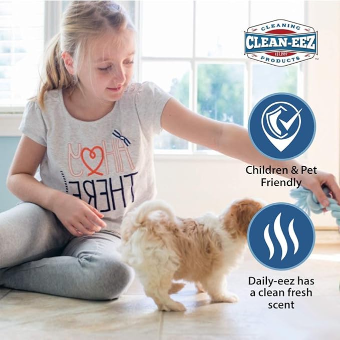 Daily Wood, Laminate, Tile, Stone Floor Cleaner from Clean-eez Streak Free Maintenance Cleaner Spray. Removes Footprints, Dirt, Spills, Repels Dust. 32 oz. RTU