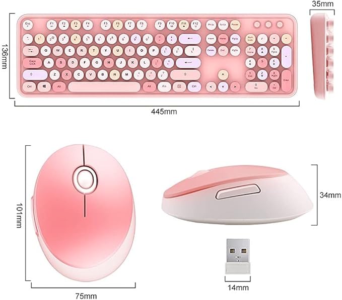 Mofii Wireless Keyboard and Mouse Combo,2.4G USB Multi-Color Cute Full Size Keyboard and Optical Mice Set for Computer Desktop PC Laptop (Chocolate-Mixed)…