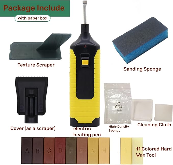 Hardwood Floor Repair Kit, Wood Floor Repair Kit with 11 Colors Repair Wax Blocks, Wood Furniture Repair Kit, Restore Any Scratches, Cracks for Wood Floors, Cabinet, Table, Door, Bookcase