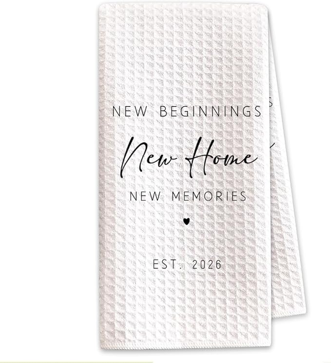 1PC Housewarming Gifts for New House 2026 Kitchen Towels, New Beginnings Hand Towels, Ideal Gifts for Homeowner Decorative,Welcoming Home Sweet Home Tea Towels-Ab02
