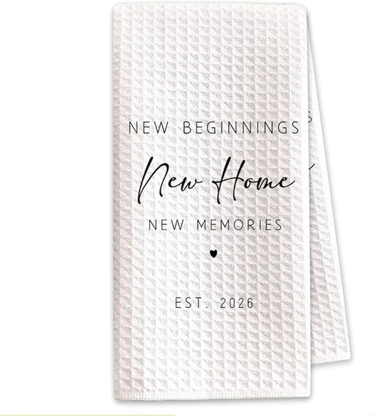 1PC Housewarming Gifts for New House 2026 Kitchen Towels, New Beginnings Hand Towels, Ideal Gifts for Homeowner Decorative,Welcoming Home Sweet Home Tea Towels-Ab02