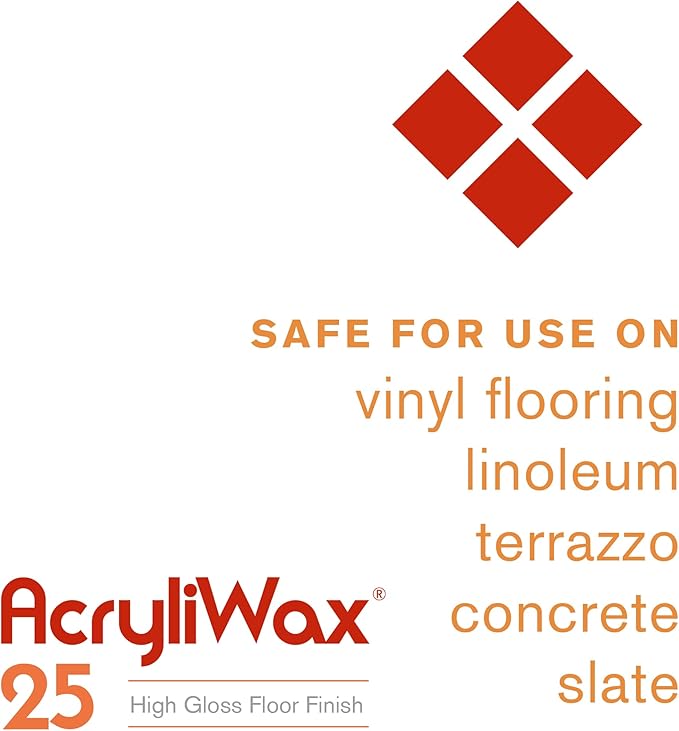 Acryliwax 25 High Solids & High Gloss Commercial Floor Wax & Finish - Case of 4 Gallons…
