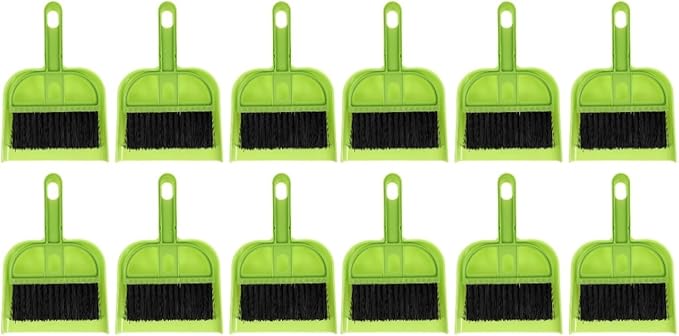 Healifty 12 Sets Dustpan Hand Broom and Shovel Small Broom and Dustpan Set for Desk Keyboard Pet - Portable Desktop Sweep Tools
