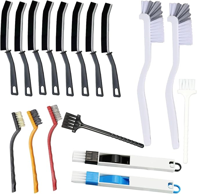17Pcs Crevice Cleaning Brush Tool Multifunctional Hard Bristle Gap Cleaning Supplies for Bathroom Grout Sink Bathtub Shower Corner Kitchen Toilet Window Track Brushes Small Spaces