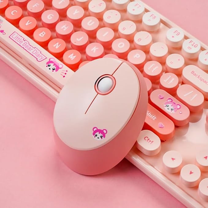 Mofii Wireless Keyboard and Mouse Combo,2.4G USB Multi-Color Cute Full Size Keyboard and Optical Mice Set for Computer Desktop PC Laptop (Pink-Mixed)……