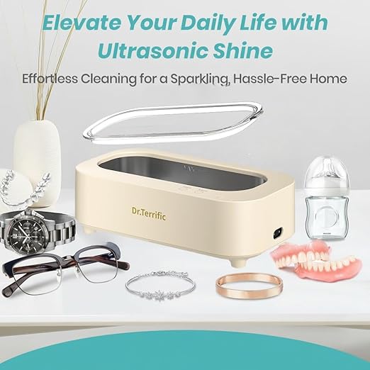 Ultrasonic Jewelry Cleaner, 48KHz Ultrasonic Cleaner Machine for Jewelry, Glasses, Rings, Retainers, Watch Strap, Dentures, 304 Stainless,M9B102