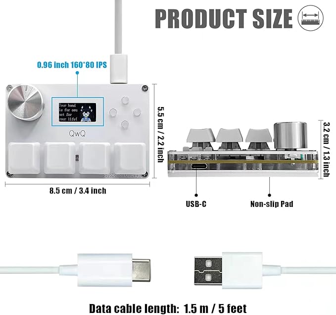 SayoDevice O3C++ OSU Keyboard Rapid Trigger Hall Switches Magnetic Linear Switches Keyboard with Knob and Screen,Copy Paste,Shotcut,Macro Hotswap Mini Keypad (White)