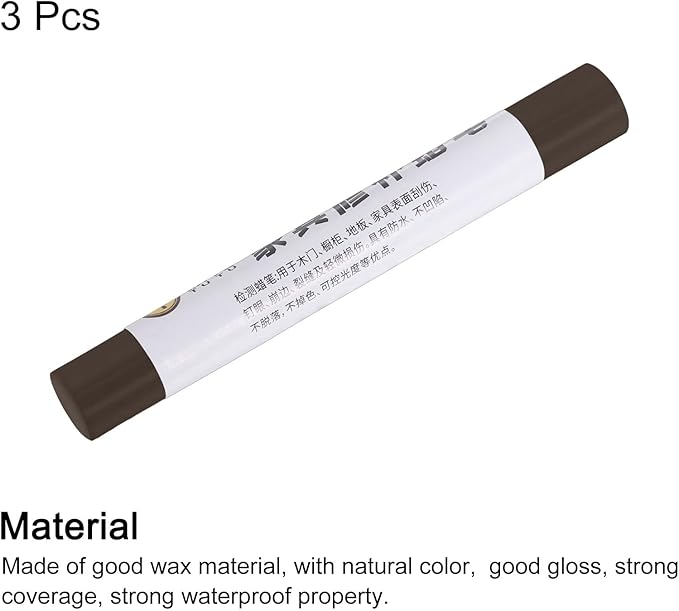 uxcell Furniture Repair Crayons, 3Pcs - Wood Wax Filler Stick, Furniture Markers Touch Up - for Scratches Holes Tables Desks Wooden Floors Cover Ups, Coffee Black