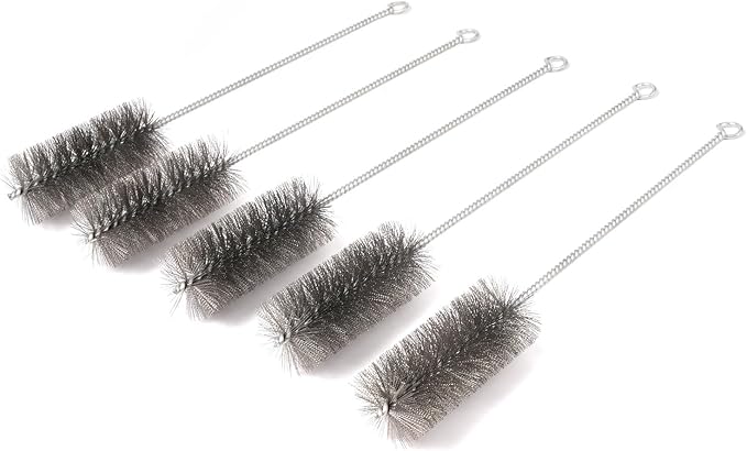 12 Inch Pipe Cleaning Brush Set with Stainless Steel Bristles, Steel Wire Tube Brush Kit for Auto Parts Polishing, Machining, Bottles, Tubes, Etc.（40mm-5pcs）