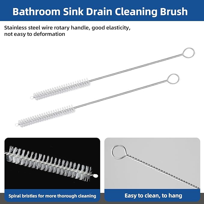 Flexible Drain Brush, 73 Inch Long Double Ended Hose Pipe Cleaners and 4 Pack 8 Inch Straw Cleaner Brush, Pipe Cleaner Brush for Cleaning, 2 Pack 73 Inch Long Tube Cleaning Brush