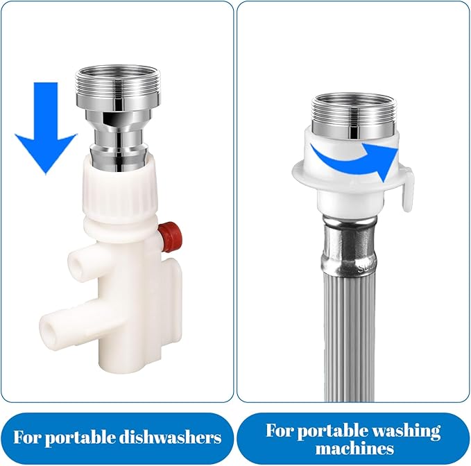 2 Pack Dishwasher Faucet Adapter Dishwasher Snap Adapter Connection Portable Washer Faucet Snap Adapter Connection Accessories Portable Dishwasher Washing Machine to Sink