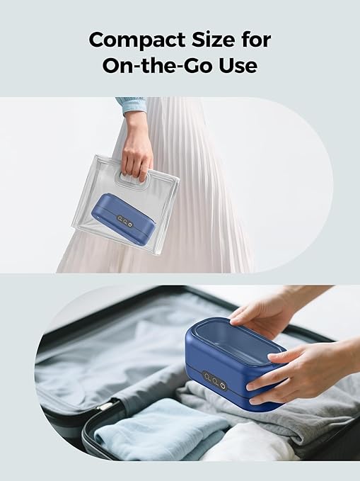 Ultrasonic Cleaner Jewelry, New 48000Hz Jewelry Cleaner Ultrasonic Machine with Dual Cleaning Modes, Suit for Eyeglasses, Rings, Retainer, Dentures,Watch Strap etc. (Dark Blue)