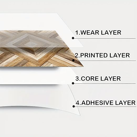 Nuxovilar Peel and Stick Vinyl Flooring, 12x12 Inch Geometric Triangle Marble-Look, Self-Adhesive Waterproof Flooring, 10 Pcs