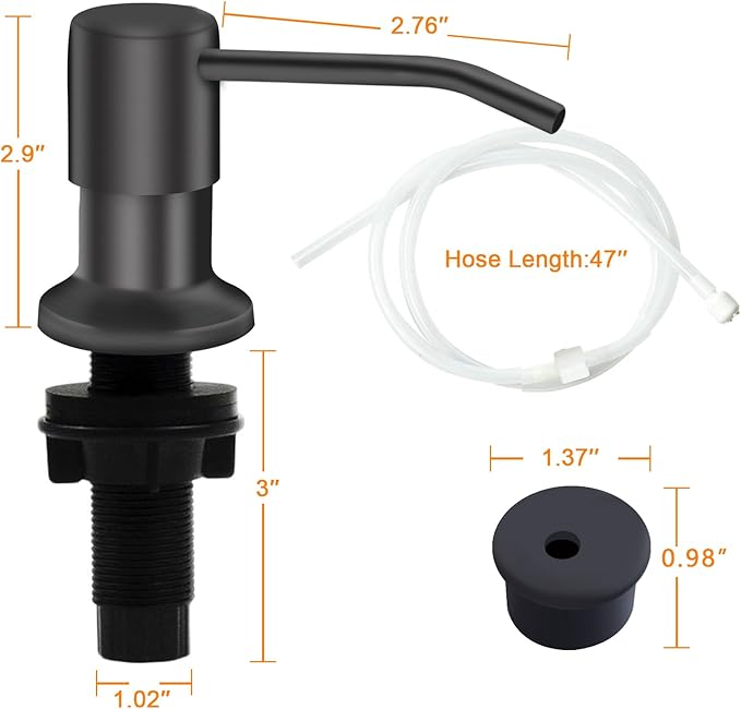 Sink Soap Dispenser, Kichen Sink Soap Dispenser, 47" Extension Tube kit, Under Sink Soap Dispenser Pump, No Need More Refills （Gray）
