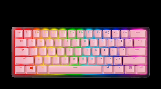 Razer PBT Keycap + Coiled Cable Upgrade Set: Durable Doubleshot PBT - Universal Compatibility - Keycap Removal Tool & Stabilizers - Tactically Coiled & Designed - Braided Fiber Cable - Quartz Pink