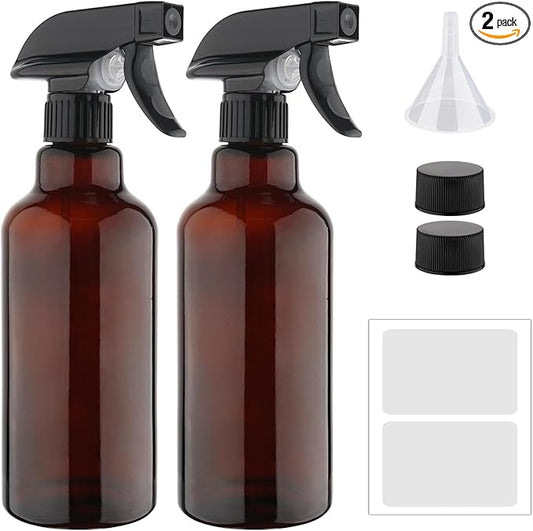 Cosywell Glass Spray Bottles 16.9oz/500ml 2 Pack Empty Spray Bottle for Cleaning Mist/Stream Heavy Duty Water Spraying Bottle for Cooking Solutions Essential Oils Hair Care(Brown)