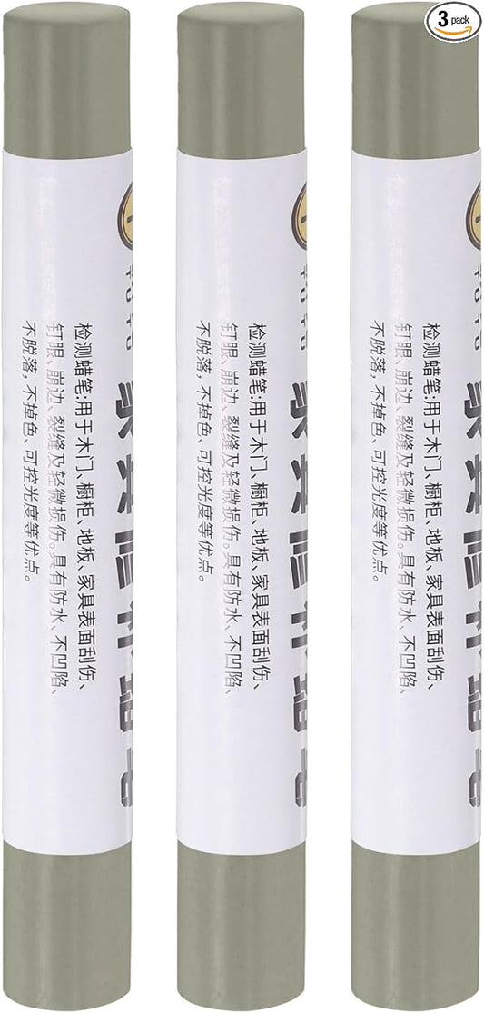 uxcell Furniture Repair Crayons, 3Pcs - Wood Wax Filler Stick, Furniture Markers Touch Up - for Scratches Holes Tables Desks Wooden Floors Cover Ups, Oil Blend Gray