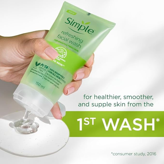 Simple Kind to Skin Refreshing Facial Wash Gel ,150 ml (5 Ounce)