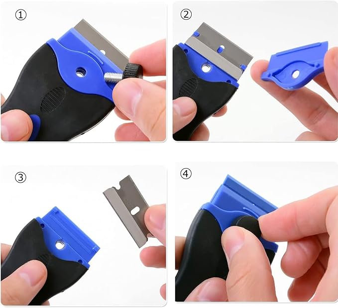 2PACK Razor Blade Scraper Tool with 30Pcs Stainless Steel Blades for Glass Stovetops Cooktop Ceramic Metal Tape Paint Glue Stickers Removal Tool