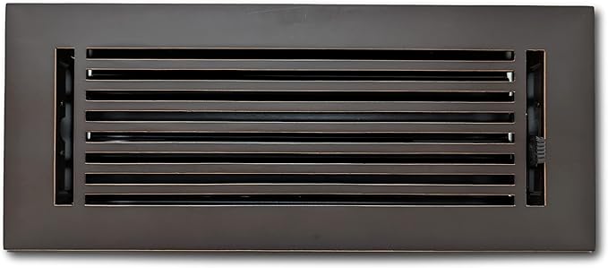 Madelyn Carter 4 x 12 Cast Aluminum Linear Vent Cover with Damper - Oxidized Bronze (Overall: 5.75 x 13.75) | Floor Register - Wall Register