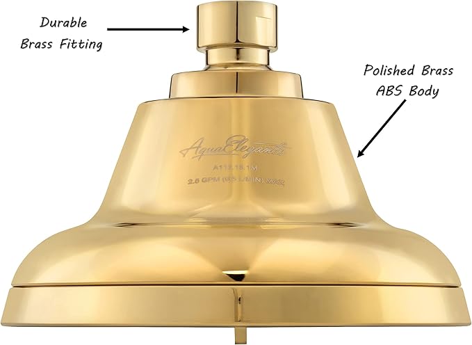 Massage Shower Head With Mist - High Pressure Boosting, Multi-Function, Massaging Rainfall Showerhead For Low Flow Showers & Adjustable Water Saving Nozzle, 2.5 GPM - Polished Brass