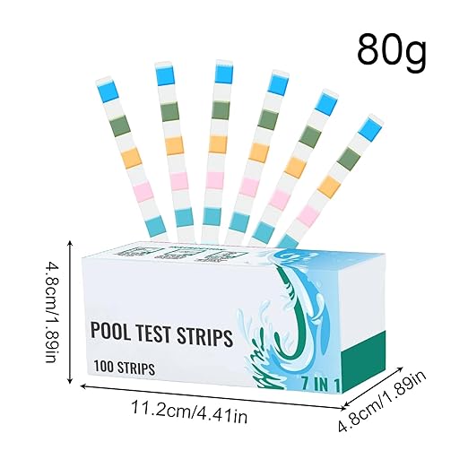 Swimming Pool Test Strips, 100 Piece Pool Tester Strips for Water, Accurate Water Quality Tester, for Maintenance, Homeowners, Swimmers, Hot Tub, Spa, Aquarium, Pond