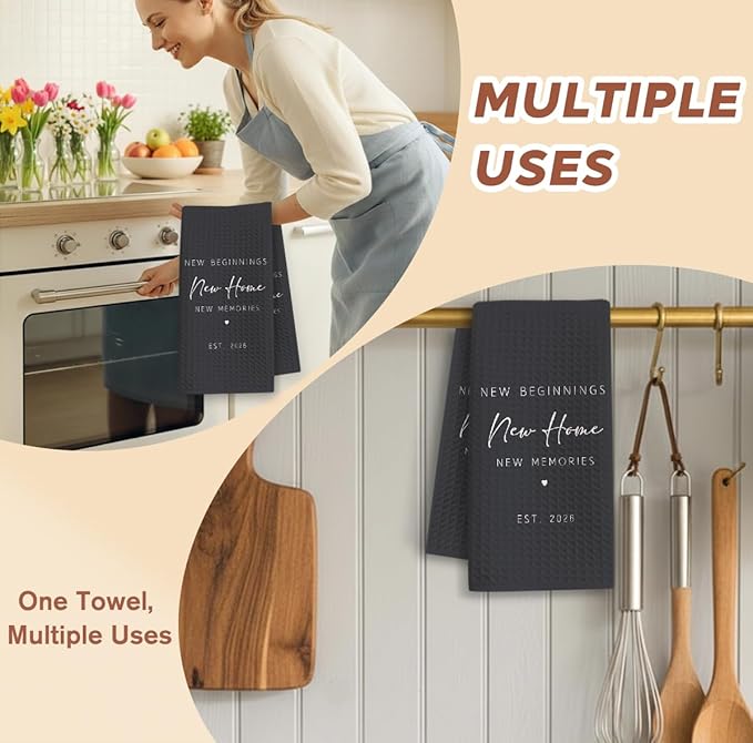 New Home Gift Kitchen Towels with Saying, Funny Decorative Hand Towel, Housewarming Gift Ideas for New Homeowners, Cute Funny Hand Towels Bathroom Kitchen 16x24 Inch-b04
