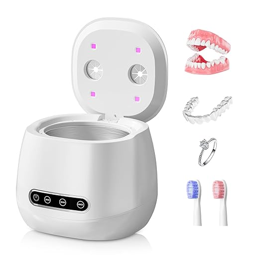 Upgraded 2026 Ultrasonic Retainer Cleaner Machine, 45kHz Ultrasonic Denture Cleaner with 3-Timer Modes (3/5/10 Min), Suitable for Dentures, Night Guards, Aligners, Brushes, Jewelry-150ml Capacity