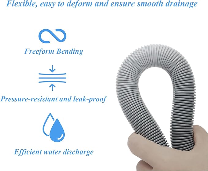10ft Washing Machine Drain Hose Extension Kit - Universal for Washer, Dishwasher & Dehumidifier, 7-Piece Set with U-Bracket, 4 Clamps & Adapter