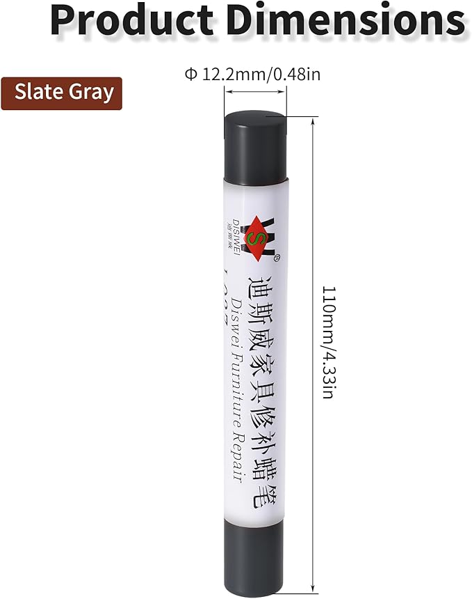 Wood Filler Sticks Slate Gray Furniture Scratch Repair Crayons Wood Floor Repair Wax Filler Sticks Furniture Repair Wax Crayons for Wooden Furniture, Floors, Cabinets & Tables
