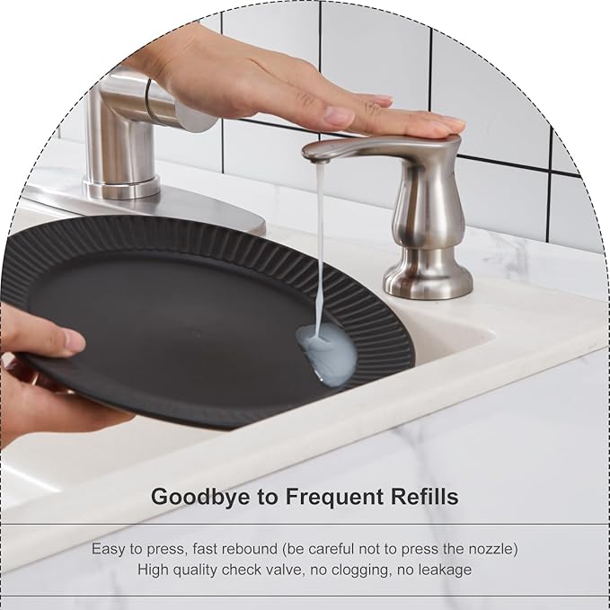 GAGALIFE Kitchen Sink Soap Dispenser Brushed Nickel, Under Sink Soap Dispenser with 40" Silicone Extension Tube Kit,Say Goodbye to Frequent Refills