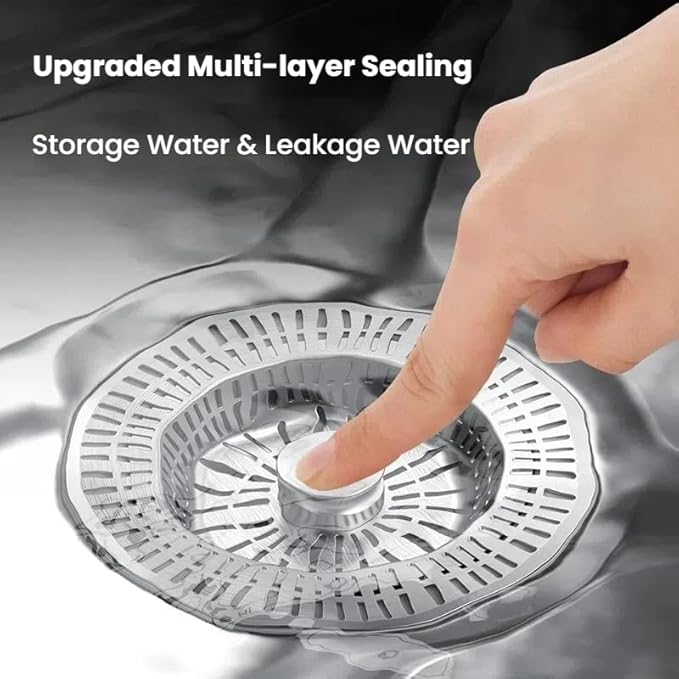 3 in 1 Kitchen Sink Drain Strainer,Universal Stainless Steel Kitchen Sink Stopper, Pop Up Anti-Clogging for 3-1/2 Inch US Standard Sink Drain Strainer (Style2-2Pcs)