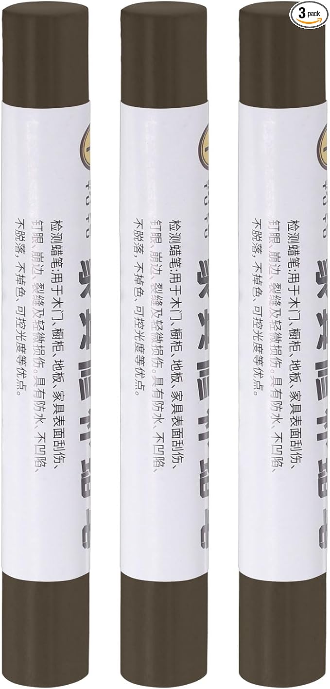 uxcell Furniture Repair Crayons, 3Pcs - Wood Wax Filler Stick, Furniture Markers Touch Up - for Scratches Holes Tables Desks Wooden Floors Cover Ups, Autumn Brown