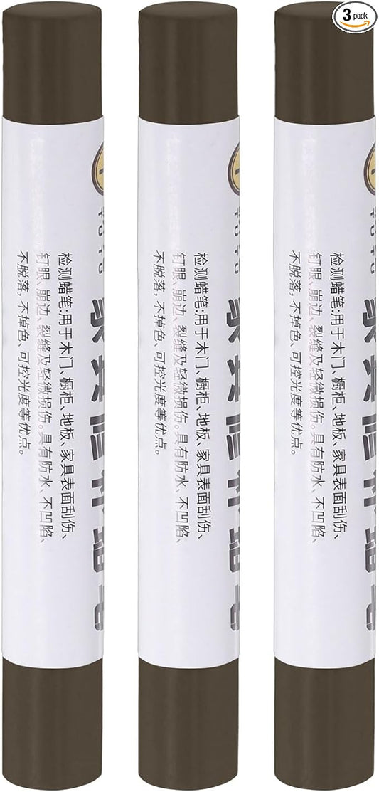 uxcell Furniture Repair Crayons, 3Pcs - Wood Wax Filler Stick, Furniture Markers Touch Up - for Scratches Holes Tables Desks Wooden Floors Cover Ups, Autumn Brown