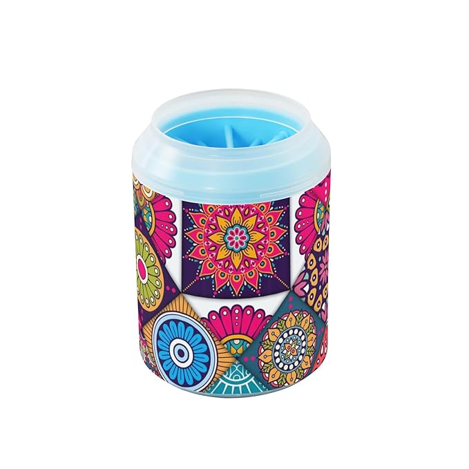 Dog Paw Cleaner Cups for Dogs Pet Foot Washer Paw Scrubber for Medium Small Dogs Cats Cleaning Cup Colorful Ethnic