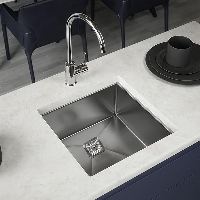Strictly Sinks Stainless Steel Sink Strainer for Kitchen Sink - Stain Resistant Kitchen Sink Strainer with Large Collection Basket,Sink Drain Strainer for All Square Drain Sinks (Silver)