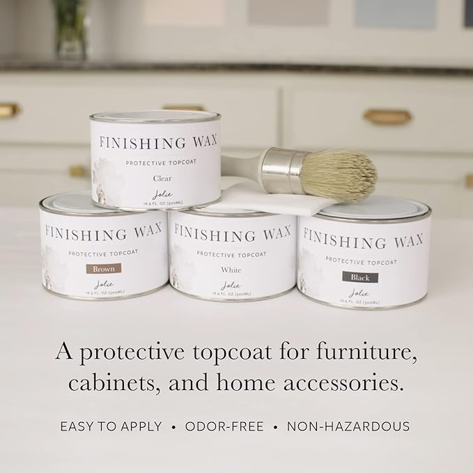 Jolie Finishing Wax - Protective topcoat Paint - Use on interior furniture, cabinets, walls, home decor and accessories - Odor-Free, Non-Hazardous - White - 120 ml