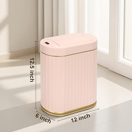 Bathroom Trash Can with Lid Butterfly 2 Gallon Sensor Trash can, Dorm Decor Waterproof Garbage Can, Automatic Slim Trash Bin, Under-Counter Wastebasket for Kitchen, Bedroom, Living Room, Pink