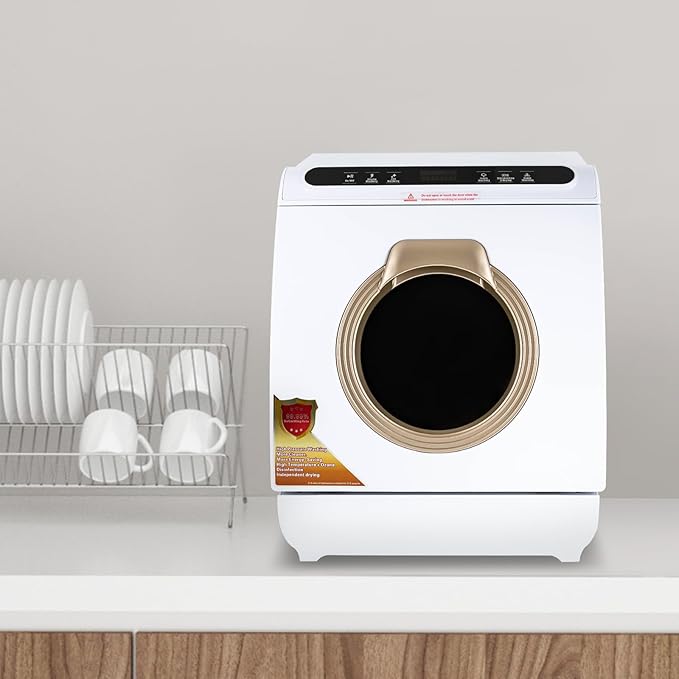 Countertop Dishwasher, Portable Dishwasher with 7L Built-in Water Tank, 5 Programs,360° Dual Spray, 161℉ Steam& PTC Thermal Drying, Mini Dishwasher for Apartments& RVs