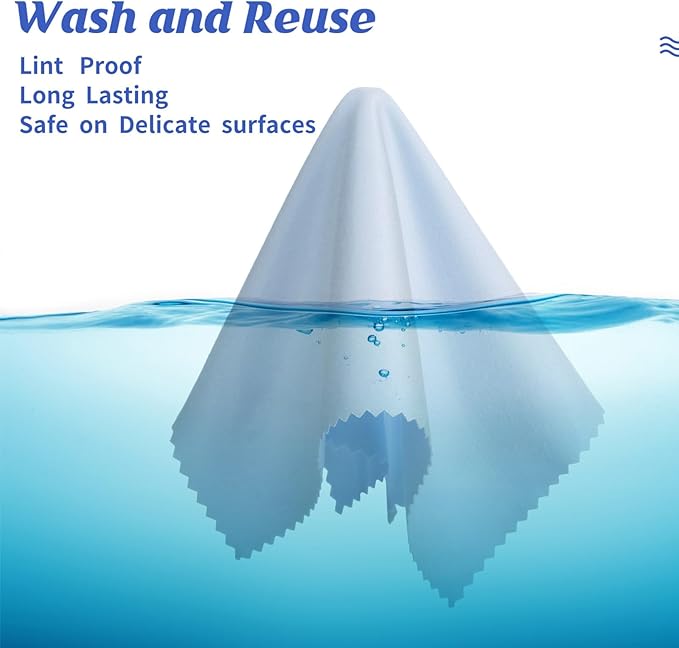 Treela 200 Pcs Microfiber Glasses Cleaning Cloth 6 x 7'' Eyeglasses Cleaner Wipes Lens Screen Cleaning Cloth for Glasses, Cameras Lens, Cell Phone, LCD TV Screens, Laptops, Tablets(Light Blue)